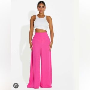Naked Wardrobe FUCHSIA wide legged pants never worn only tried on